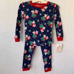 Peppa Pig Blue/Red/Green Holiday Pajama Set